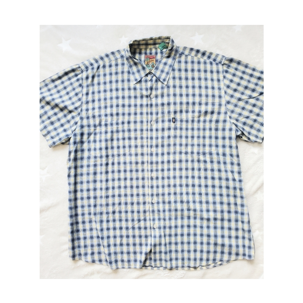 Pinneaple connection button down plaid shirt